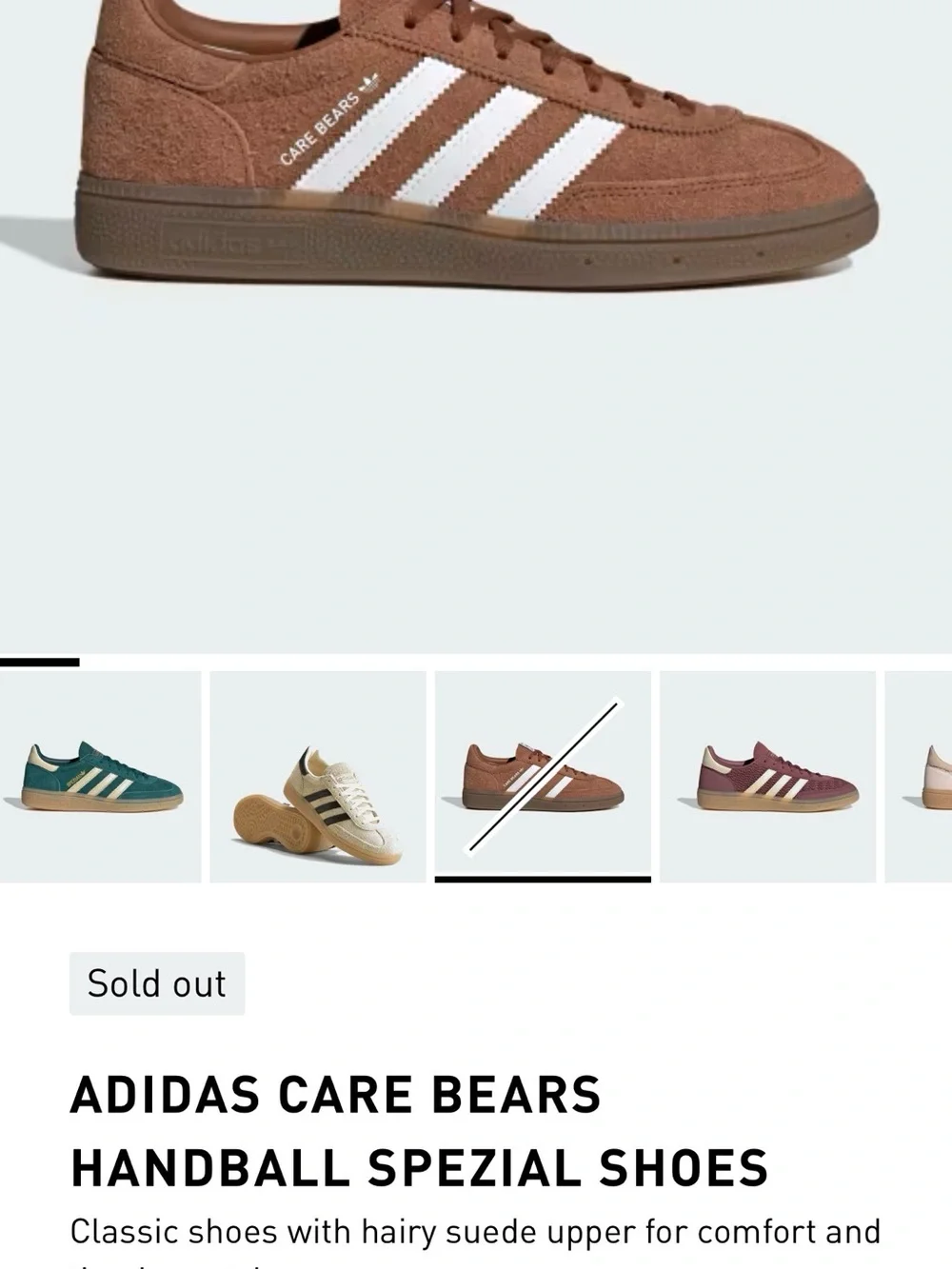 adidas “Care Bear” Tan Suede Handball Spezial with carebear womens size 9